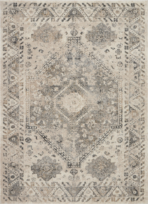 Homeroots 5' X 7' Cream And Gray Floral Distressed Area Rug  Polypropylene 551211