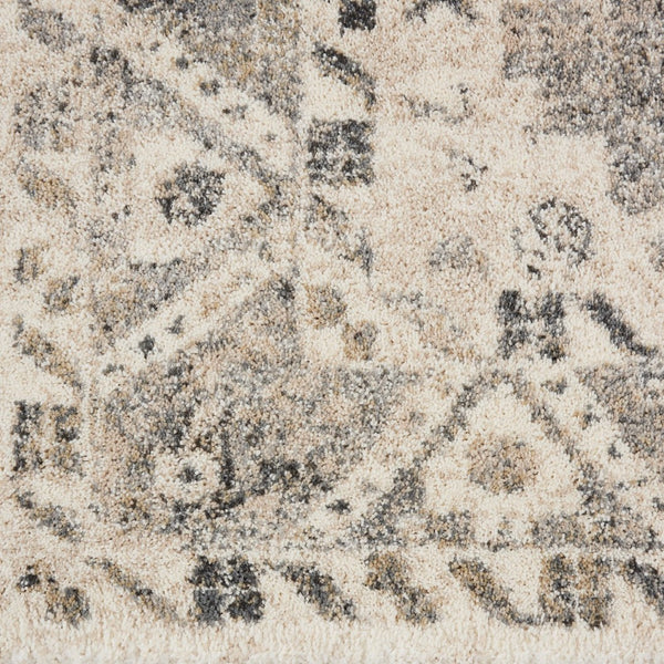 HomeRoots 5' Timeless Cream and Gray Floral Distressed Area Rug for Elegant Living Spaces and Durability 5' X 7' 551211