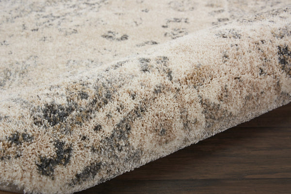 HomeRoots 5' Timeless Cream and Gray Floral Distressed Area Rug for Elegant Living Spaces and Durability 5' X 7' 551211