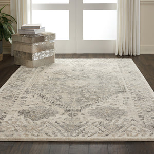 Homeroots 5' X 7' Cream And Gray Floral Distressed Area Rug  Polypropylene 551211