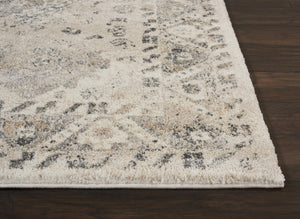 HomeRoots 5' Timeless Cream and Gray Floral Distressed Area Rug for Elegant Living Spaces and Durability 5' X 7' 551211