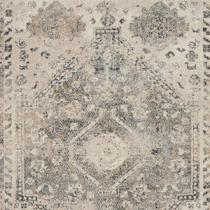 Homeroots 5' X 7' Cream And Gray Floral Distressed Area Rug  Polypropylene 551211