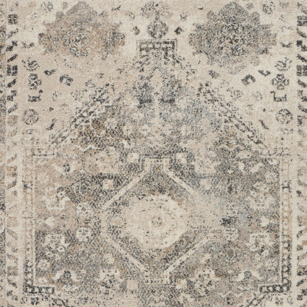 Homeroots 5' X 7' Cream And Gray Floral Distressed Area Rug  Polypropylene 551211