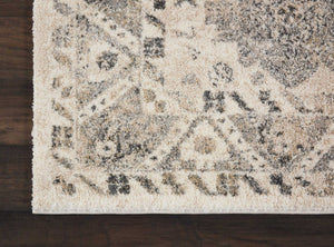 HomeRoots 5' Timeless Cream and Gray Floral Distressed Area Rug for Elegant Living Spaces and Durability 5' X 7' 551211