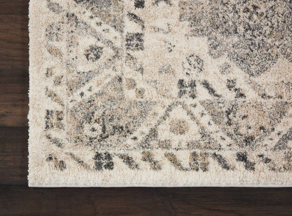 HomeRoots 5' Timeless Cream and Gray Floral Distressed Area Rug for Elegant Living Spaces and Durability 5' X 7' 551211