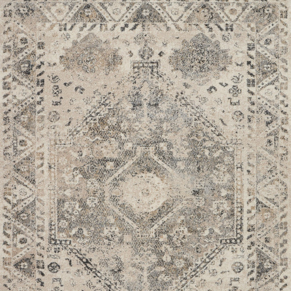 Homeroots 5' X 7' Cream And Gray Floral Distressed Area Rug  Polypropylene 551211