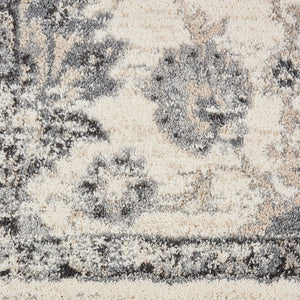 HomeRoots 4' Elegant Cream and Gray Floral Medallion Distressed Area Rug for Timeless Home Décor Appeal 5' X 7' 551212