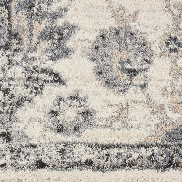 HomeRoots 4' Elegant Cream and Gray Floral Medallion Distressed Area Rug for Timeless Home Décor Appeal 5' X 7' 551212