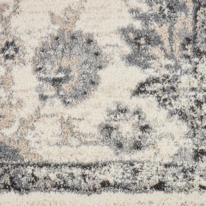 HomeRoots 4' Elegant Cream and Gray Floral Medallion Distressed Area Rug for Timeless Home Décor Appeal 5' X 7' 551212