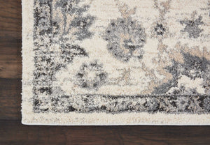 Homeroots 5' X 7' Cream And Gray Floral Distressed Area Rug  Polypropylene 551212