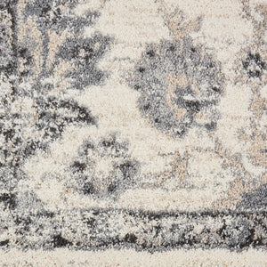 Homeroots 5' X 7' Cream And Gray Floral Distressed Area Rug  Polypropylene 551212