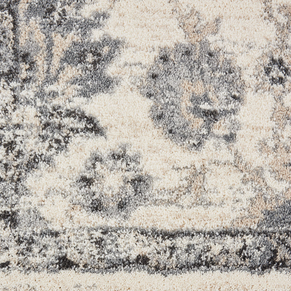 Homeroots 5' X 7' Cream And Gray Floral Distressed Area Rug  Polypropylene 551212