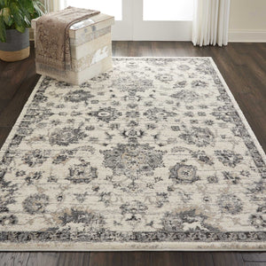 Homeroots 5' X 7' Cream And Gray Floral Distressed Area Rug  Polypropylene 551212