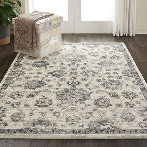 Homeroots 5' X 7' Cream And Gray Floral Distressed Area Rug  Polypropylene 551212
