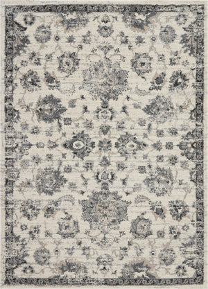 HomeRoots 4' Elegant Cream and Gray Floral Medallion Distressed Area Rug for Timeless Home Décor Appeal 5' X 7' 551212