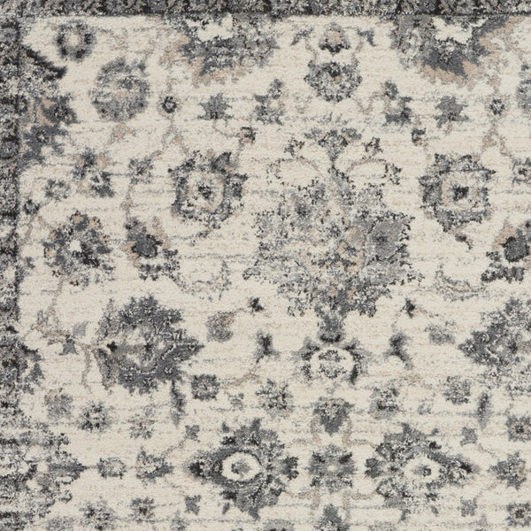 Homeroots 5' X 7' Cream And Gray Floral Distressed Area Rug  Polypropylene 551212