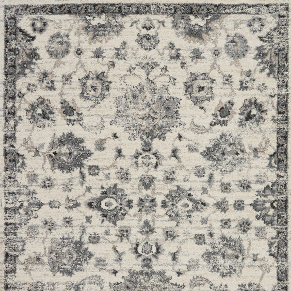 Homeroots 5' X 7' Cream And Gray Floral Distressed Area Rug  Polypropylene 551212