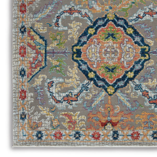 HomeRoots 5' Bohemian-Inspired Blue Gray Green Floral Distressed Area Rug - Durable, Non-Skid, Stylish Comfort 5' X 8' 551217