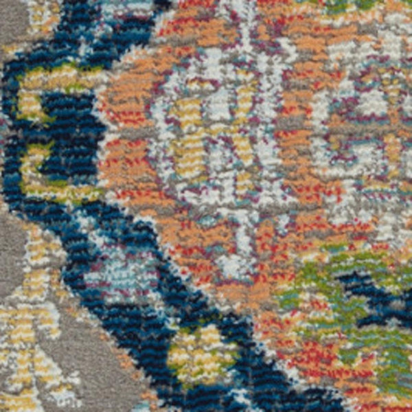 HomeRoots 5' Bohemian-Inspired Blue Gray Green Floral Distressed Area Rug - Durable, Non-Skid, Stylish Comfort 5' X 8' 551217