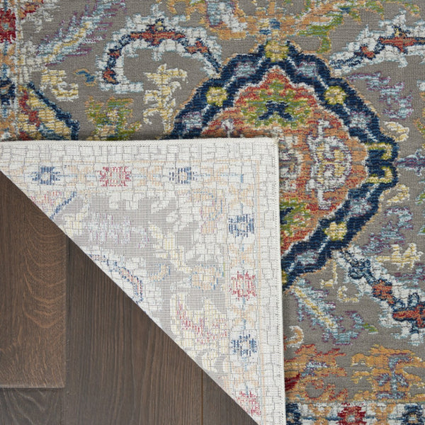 HomeRoots 5' Bohemian-Inspired Blue Gray Green Floral Distressed Area Rug - Durable, Non-Skid, Stylish Comfort 5' X 8' 551217