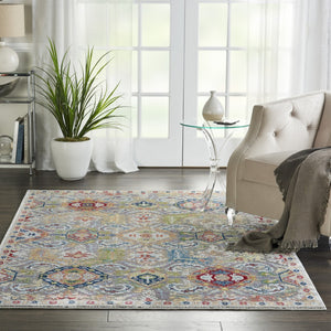 HomeRoots 5' Bohemian-Inspired Blue Gray Green Floral Distressed Area Rug - Durable, Non-Skid, Stylish Comfort 5' X 8' 551217