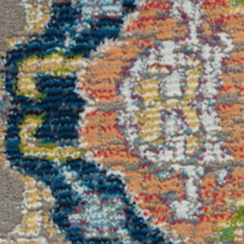 HomeRoots 5' Bohemian-Inspired Blue Gray Green Floral Distressed Area Rug - Durable, Non-Skid, Stylish Comfort 5' X 8' 551217