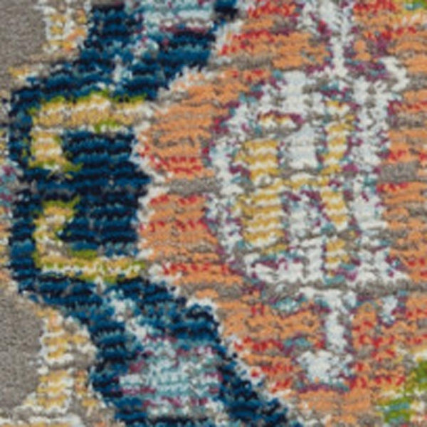 HomeRoots 5' Bohemian-Inspired Blue Gray Green Floral Distressed Area Rug - Durable, Non-Skid, Stylish Comfort 5' X 8' 551217