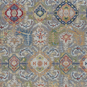 Homeroots 5' X 8' Blue Gray And Green Floral Distressed Non Skid Area Rug  Polypropylene,Polyester 551217