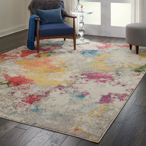 HomeRoots 8' X 11' Ivory Abstract Area Rug – Modern Power-Loomed Design for Living Rooms & Bedrooms, Soft Comfort 551220