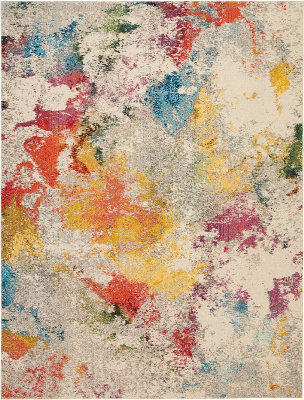 HomeRoots 8' X 11' Ivory Abstract Area Rug – Modern Power-Loomed Design for Living Rooms & Bedrooms, Soft Comfort 551220