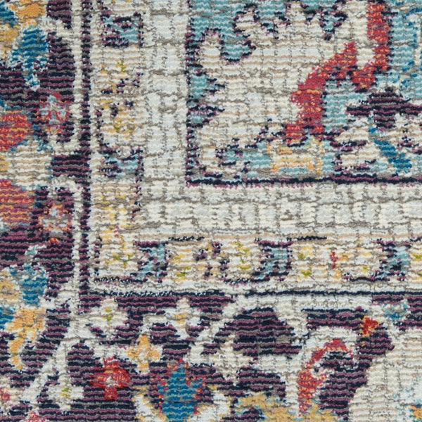HomeRoots 5' Distressed Floral Area Rug in Teal Blue, Orange, and Black - Non-Skid and Durable Design 5' X 8' 551222