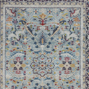 Homeroots 5' X 8' Teal Blue Orange And Black Floral Distressed Non Skid Area Rug  Polypropylene,Polyester 551222