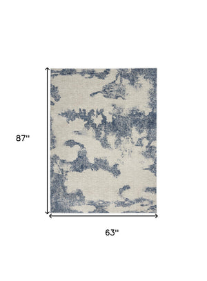 Homeroots 5' X 7' Light Blue And Ivory Abstract Non Skid Area Rug  Polypropylene,Polyester 551225