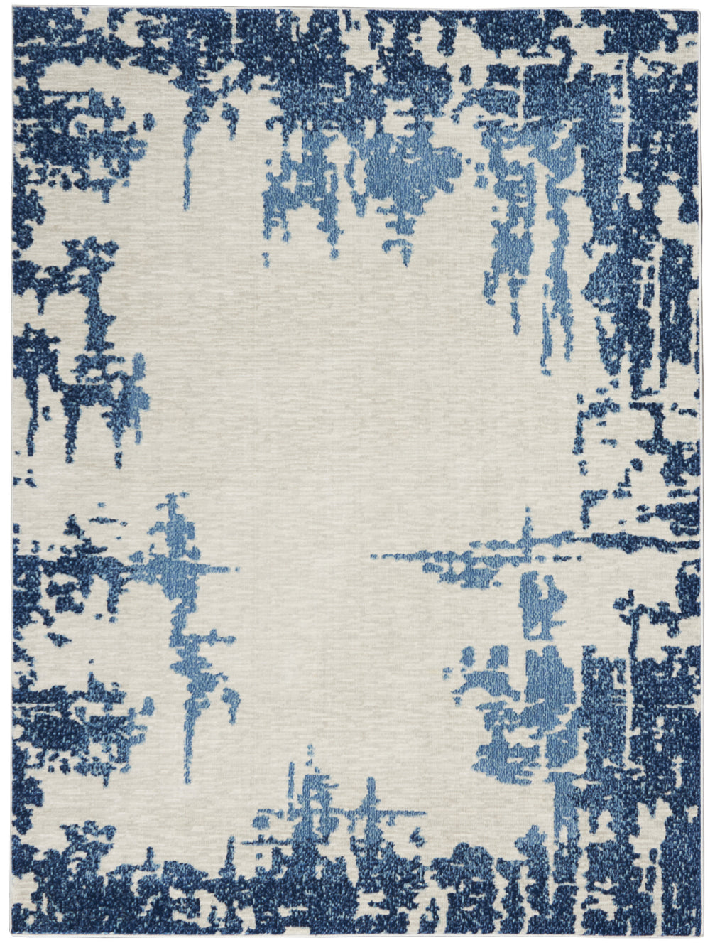 Homeroots 5' X 7' Blue And Ivory Abstract Distressed Non Skid Area Rug  Polypropylene,Polyester 551226