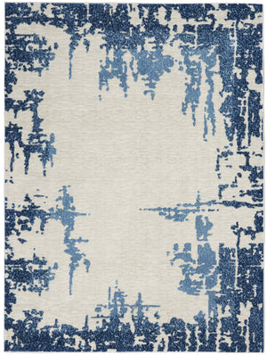 Homeroots 5' X 7' Blue And Ivory Abstract Distressed Non Skid Area Rug  Polypropylene,Polyester 551226