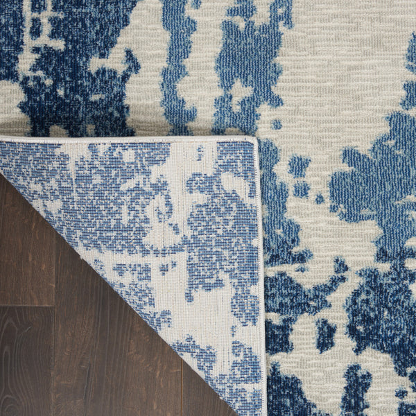 Homeroots 5' X 7' Blue And Ivory Abstract Distressed Non Skid Area Rug  Polypropylene,Polyester 551226