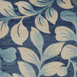 Homeroots 5' Botanical Leaves Area Rug In Navy Blue & Beige - Durable, Stain Resistant, Perfect For Any Room 8' X 10' Polypropylene 551227