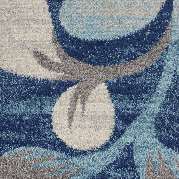 HomeRoots 5' Navy Blue and Beige Botanical Leaves Area Rug for Stylish and Durable Home Decor Solutions 8' X 10' 551227