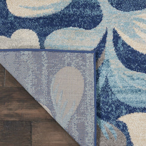 Homeroots 5' Botanical Leaves Area Rug In Navy Blue & Beige - Durable, Stain Resistant, Perfect For Any Room 8' X 10' Polypropylene 551227