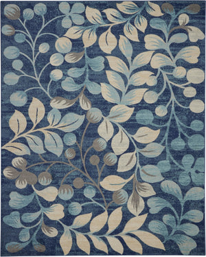 HomeRoots 5' Navy Blue and Beige Botanical Leaves Area Rug for Stylish and Durable Home Decor Solutions 8' X 10' 551227