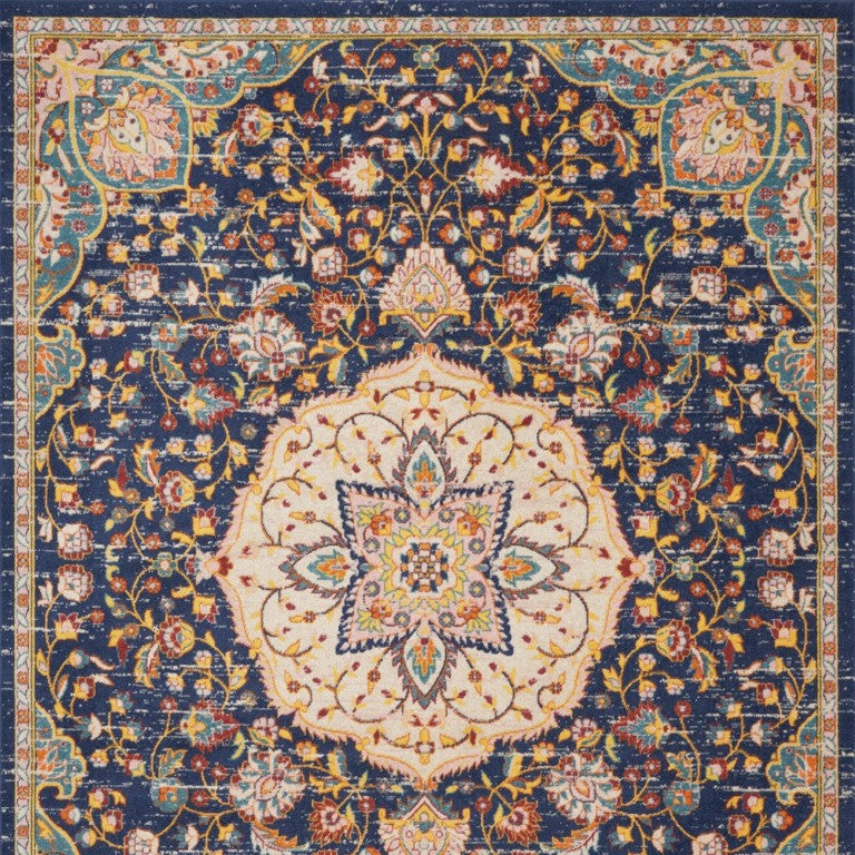8 Ft X 10 Ft Floral Medallion Area Rug Polypropylene Distressed Vintage Living Room