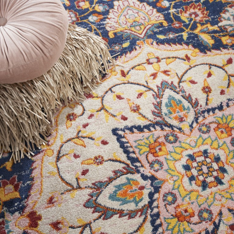8 Ft X 10 Ft Floral Medallion Area Rug Polypropylene Distressed Vintage Living Room
