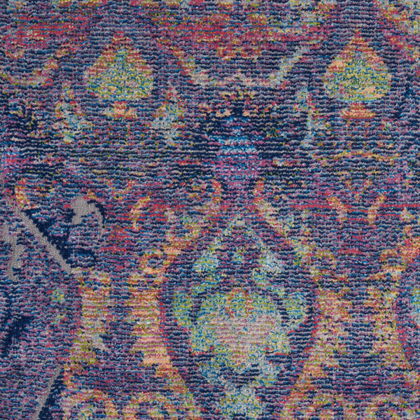 Homeroots 5' X 8' Navy Blue And Orange Ogee Distressed Non Skid Area Rug  Polypropylene,Polyester 551232