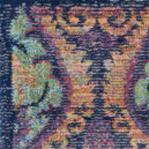 Homeroots 5' X 8' Navy Blue And Orange Ogee Distressed Non Skid Area Rug  Polypropylene,Polyester 551232