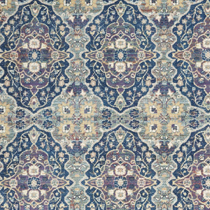 Homeroots 5' X 8' Ivory Navy Blue And Yellow Floral Distressed Non Skid Area Rug  Polypropylene,Polyester 551234