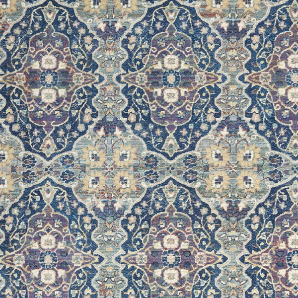 Homeroots 5' X 8' Ivory Navy Blue And Yellow Floral Distressed Non Skid Area Rug  Polypropylene,Polyester 551234