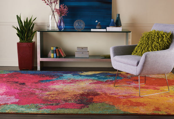 Homeroots 8' X 11' Navy Blue Red And Orange Abstract Non Skid Area Rug  Polypropylene 551240