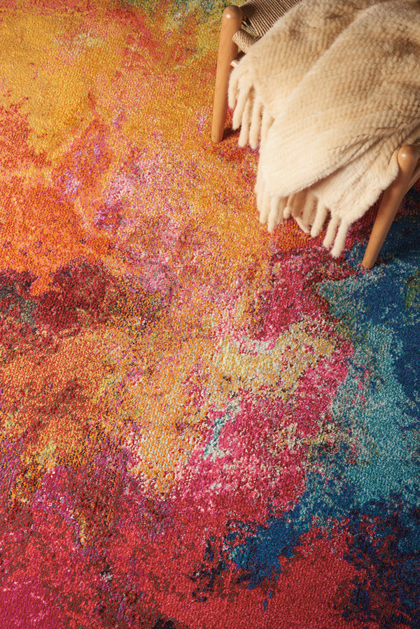 Homeroots 8' X 11' Navy Blue Red And Orange Abstract Non Skid Area Rug  Polypropylene 551240