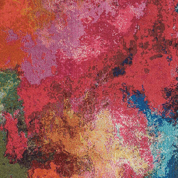 Homeroots 8' X 11' Navy Blue Red And Orange Abstract Non Skid Area Rug  Polypropylene 551240