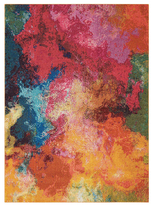 Homeroots 8' X 11' Navy Blue Red And Orange Abstract Non Skid Area Rug  Polypropylene 551240